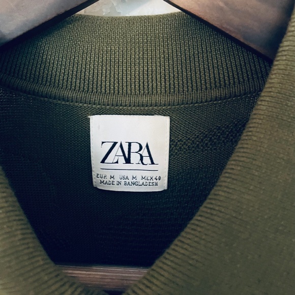 Zara - knit short sleeve polo shirt - camouflage pattern - green - Picture 5 of 6